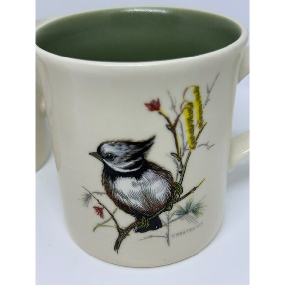 VTG Bird Coffee Mug Set of 3 Goldfinch, Cardinal Chickadee, Cream & Green, 4.75" - Picture 4 of 11